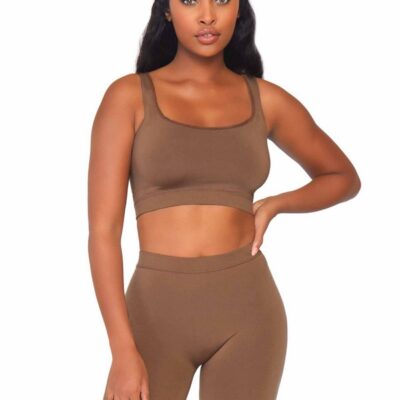 Bike shorts 2 Piece Seamless Opaque Spandex Crop Tank and Bike Shorts by Leg Avenue