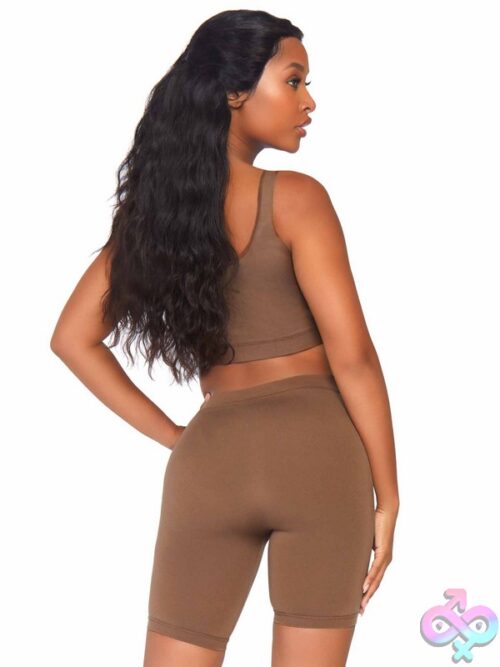 2 Piece Seamless Opaque Spandex Crop Tank And Bike Shorts