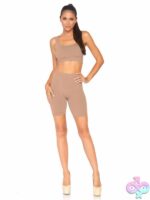 2 Piece Seamless Opaque Spandex Crop Tank and Bike Shorts