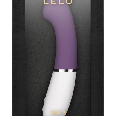 Curved purple silicone G-spot vibrator with app-controlled settings by Lelo