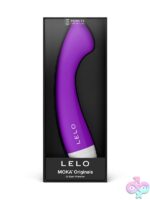 Curved purple silicone G-spot vibrator with flattened tip by Lelo