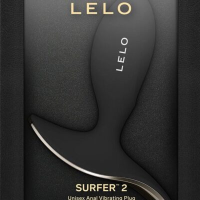 Ergonomic black vibrating anal plug in body-safe silicone by Lelo