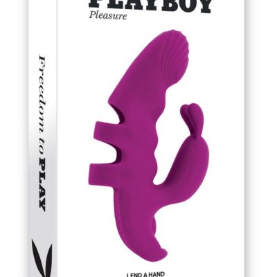 Purple finger dual vibrator with bunny stimulator and textured grip by Playboy Pleasure