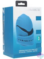 Adjustable vibrating penis head stimulator in teal body-safe silicone by Shots Toys