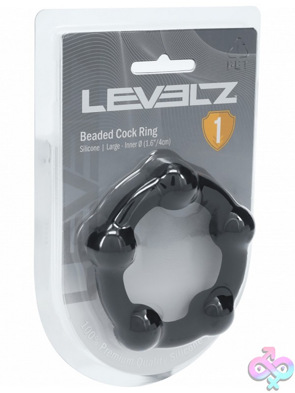 Discreet-Toys-Levelz-Beaded-Silicone-Cock-Ring-L-45Mm-Black-Nu-St-Lvl01-0023Blk Beaded Large Silicone Cock Ring In Black By Shots Toys