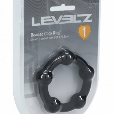 Beaded black silicone cock ring 35mm by Shots Toys