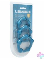 Beaded teal silicone cock ring set with three graduated sizes by Shots Toys