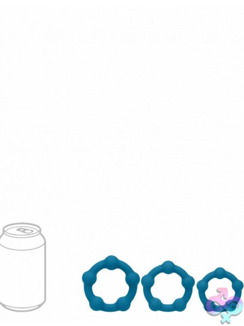 Levelz Beaded Silicone Cock Ring Set – Teal - Image 3