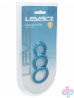 Teal body-safe silicone cock ring set in three sizes XS S M by Shots Toys