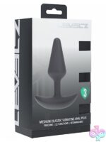 Levelz Classic medium vibrating anal plug in black body-safe silicone by Shots Toys