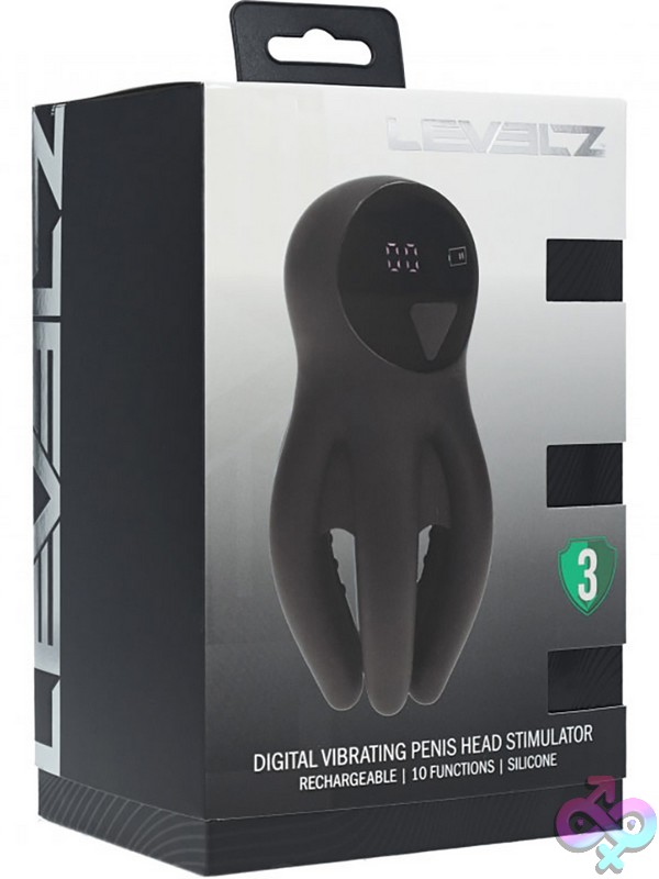 Discreet-Toys-Levelz-Digital-Vibrating-Silicone-Penis-Head-Stimulator-With-Tentacles-Black-Nu-St-Lvl03-0022Blk Black Silicone Digital Vibrating Penis Head Stimulator With Tentacles By Shots Toys