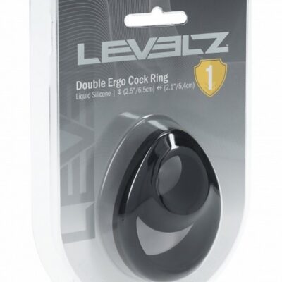 Double ergo black silicone cock and ball ring by Shots Toys