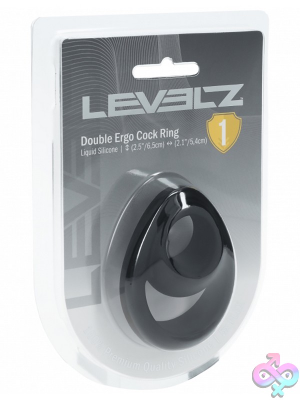 Discreet-Toys-Levelz-Double-Ergo-Silicone-Cock-Ring-Black-Nu-St-Lvl01-0037Blk Double Ergo Black Silicone Cock And Ball Ring By Shots Toys