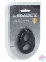 Dual cock and ball ring in black liquid silicone by Shots Toys