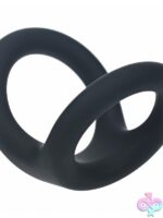 Double O Dual-Loop Silicone Cock Ring in Black - Image 2