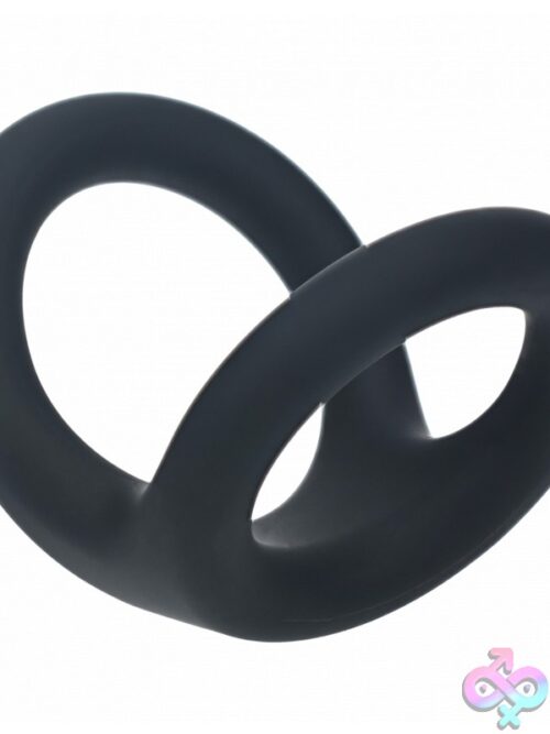 Double O Dual-Loop Silicone Cock Ring In Black - Image 2
