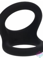 Double O dual-loop black silicone cock ring by Shots Toys