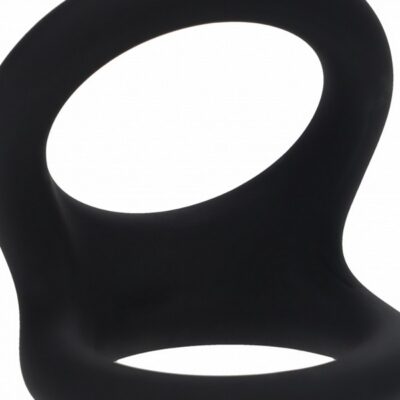 Double O dual-loop black silicone cock ring by Shots Toys