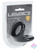 Double O dual-loop black silicone cock ring by Shots Toys
