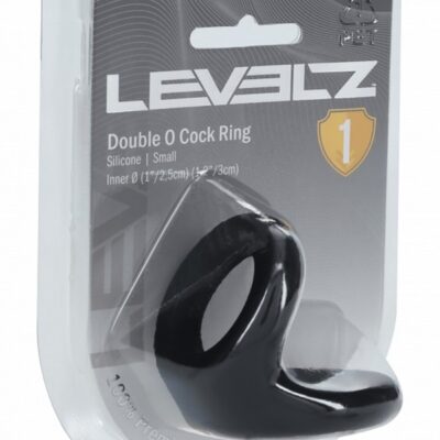 Double O dual-loop black silicone cock ring with shaft and ball loops by Shots Toys
