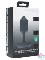 Medium hexagonal vibrating anal plug in black silicone by Shots Toys