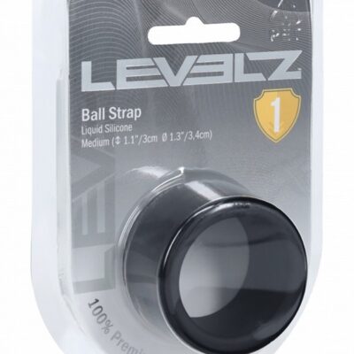 Firm flexible black liquid silicone ball strap medium 34mm by Shots Toys