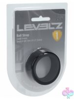 Firm flexible black liquid silicone ball strap by Shots Toys — beginner-friendly stretcher for couples