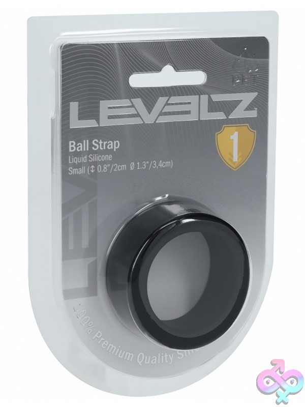 Discreet-Toys-Levelz-Liquid-Silicone-Ball-Strap-S-34Mm-Black-Nu-St-Lvl01-0017Blk Firm Flexible Black Liquid Silicone Ball Strap By Shots Toys — Beginner-Friendly Stretcher For Couples