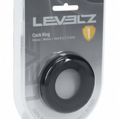 Black liquid silicone cock ring medium size by Shots Toys