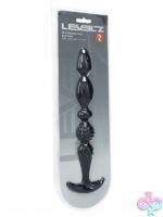 Multi-textured bendable black silicone anal probe with flared base by Shots Toys