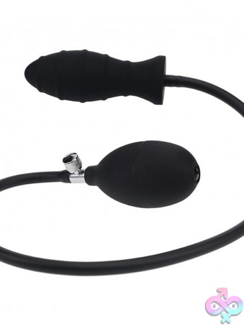 Levelz Ribbed Inflatable Silicone Anal Plug – Black - Image 2
