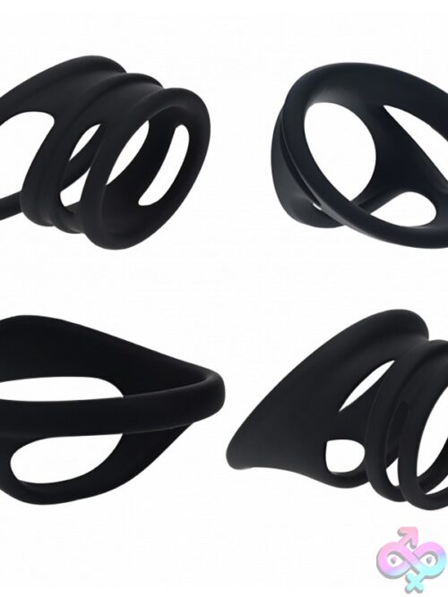 Levelz Set Of 4 Silicone Cock &Amp; Ball Rings – Black - Image 2