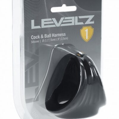 Thick black silicone cock and ball harness ring by Shots Toys