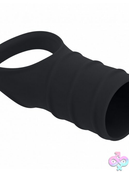Levelz Silicone Cock Ring &Amp; Ribbed Sleeve – Black - Image 2