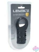 Black ribbed silicone cock ring and sleeve by Shots Toys