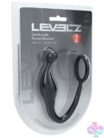 Black silicone cock ring with curved prostate stimulator by Shots Toys