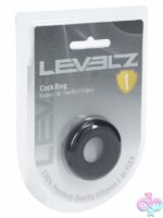 Levelz XS non-vibrating black silicone cock ring by Shots Toys on neutral background