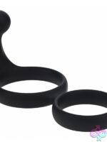 Levelz Silicone Double Cock Ring With Anal Stimulator – Black - Image 2