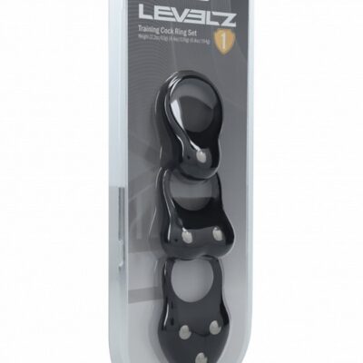 Levelz three-piece weighted silicone cock ring set in black by Shots Toys