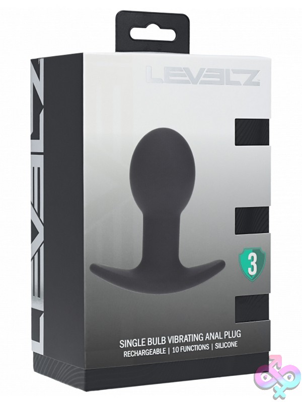 Discreet-Toys-Levelz-Single-Bulb-Vibrating-Silicone-Anal-Plug-Black-Nu-St-Lvl03-0019Blk Single Bulb Vibrating Black Silicone Anal Plug By Shots Toys