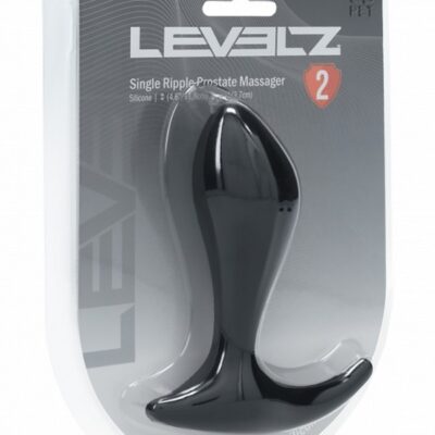 Black single-ripple silicone prostate massager with flared base by Shots Toys