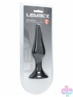 Slim tapered black silicone anal plug XLarge with flared base by Shots Toys