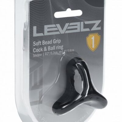 Tri-O three-loop soft bead grip black silicone cock and ball ring by Shots Toys