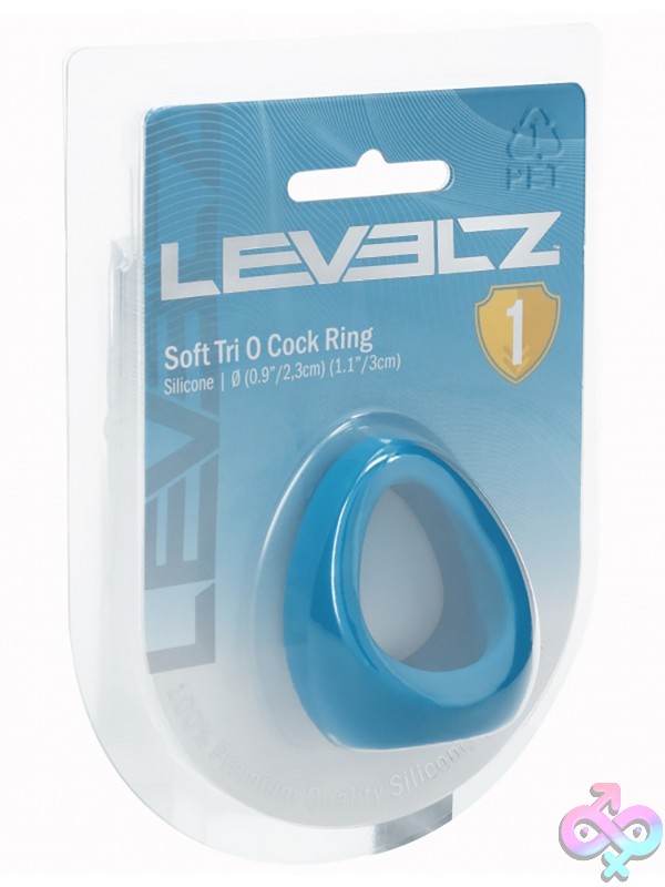 Discreet-Toys-Levelz-Soft-Tri-O-Silicone-Cock-Ring-Teal-Nu-St-Lvl01-0039Tea Levelz Soft Tri-O Three-Loop Stretchy Cock Ring In Teal Silicone By Shots Toys