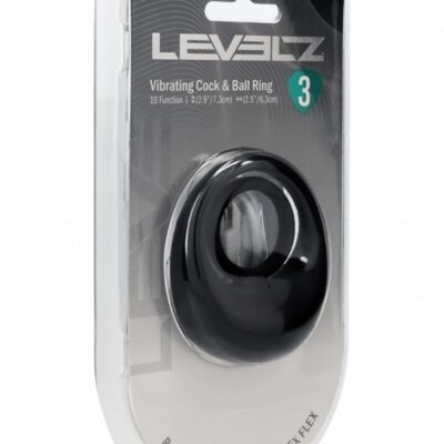 Levelz Level 3 vibrating cock and ball ring in black liquid silicone by Shots Toys