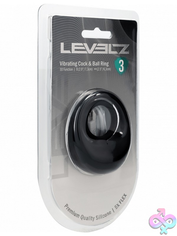 Discreet-Toys-Levelz-Vibrating-Liquid-Silicone-Cock-Ball-Ring-Black-Nu-St-Lvl03-0004Blk Levelz Level 3 Vibrating Cock And Ball Ring In Black Liquid Silicone By Shots Toys