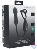 Vibrating and thrusting tri-O cock ring with prostate stimulator in black silicone by Shots Toys