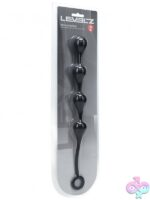 Levelz Waterdrop medium silicone anal beads in black with loop base by Shots Toys