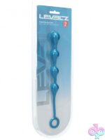 Small teal waterdrop silicone anal beads with loop base by Shots Toys