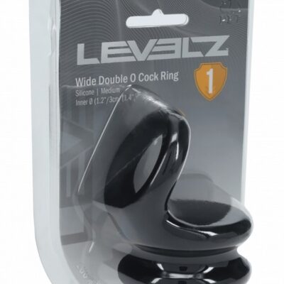 Levelz Wide Double O dual-loop black silicone cock ring by Shots Toys